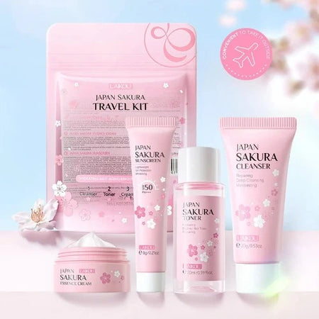 Kit de Cuidados com a Pele Sakura da LAIKOU - Limpeza, Hidratação e Rejuvenescimento